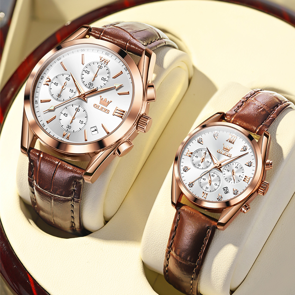 OLEVS Couple Watch for Men Wom - огляд і ціна Leather Watch Band Men
