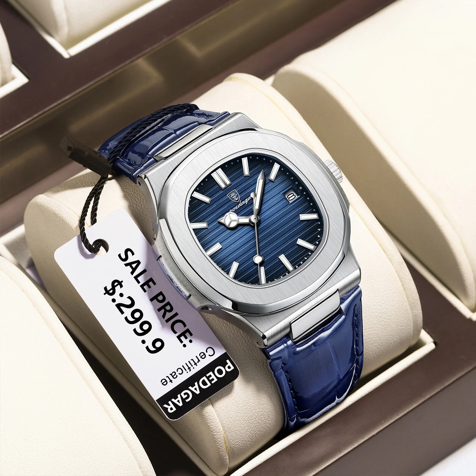 POEDAGAR Top Luxury Square Man - огляд і ціна Patek Philippe Watch Nautilus