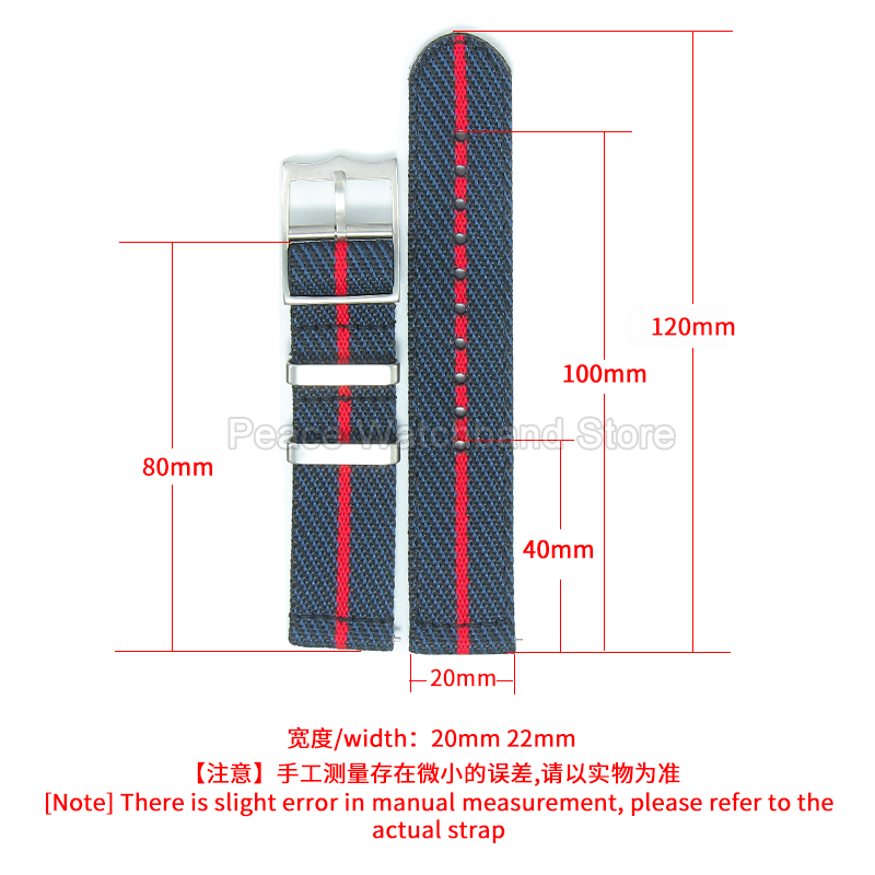 20 22mm Khaki Blue Red Nylon B - огляд і ціна Nato Strap Nylon