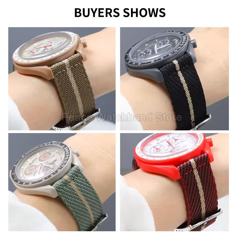 20 22mm Khaki Blue Red Nylon B - огляд і ціна Nato Strap Nylon